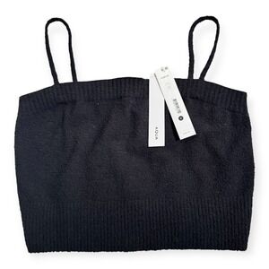 NWT AQUA Knit Camisole Top - S - Black - Cropped Bouclé Style